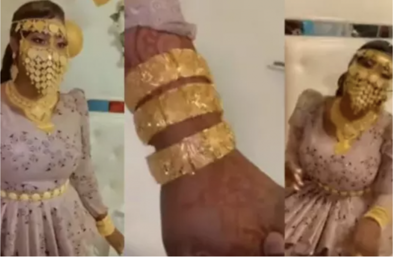 Ceinture en or, masque en or, collier en or, bracelets en or… Amina Saleh gâtée par son Mbacké-Mbacké (Vidéo)