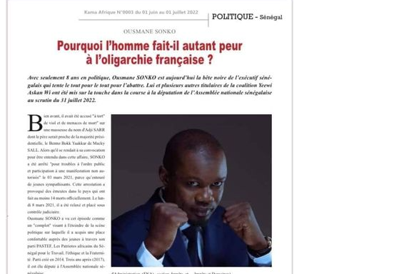 La Publication de ce #Magazine_Kama_Afrique » confirme le leadership de Ousmane Sonko en Afrique