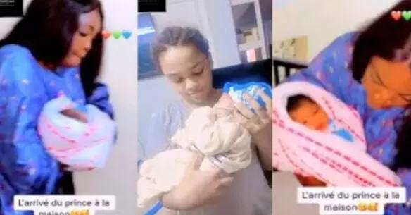 Carnet Rose : L’arrivée du fils de Ndella Madior né à travers une mère porteuse, Moïse très content(Vidéo)