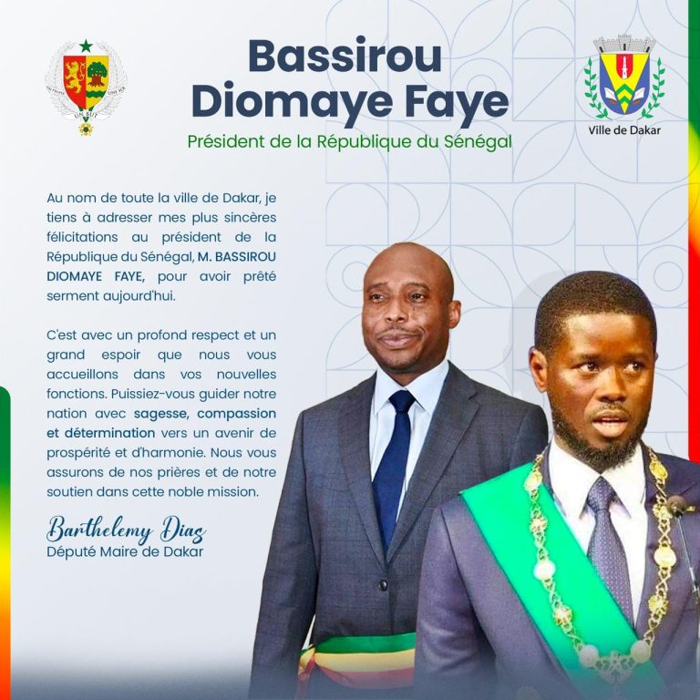 Prestation de Serment : Le message de Barthélémy Dias au Pr Bassirou Diomaye Diakhar Faye